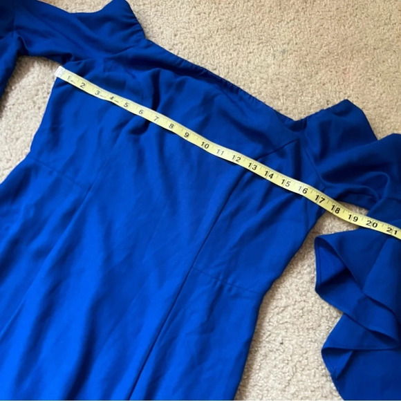 VENUS Womens Blue Dress Midi Off Shoulder Ruffle Sleeve Square Neckline Cocktail - Picture 12 of 16